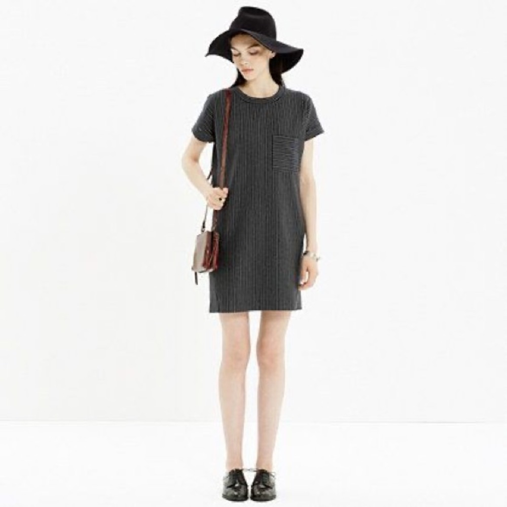 Madewell Stripeway T-Shirt Dress in Night Vision